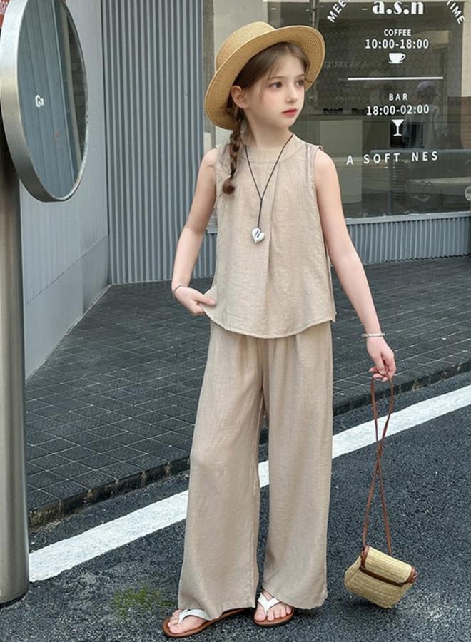 Take Two Girls Sleeveless Top And Wide Leg Pants Set - Image 4